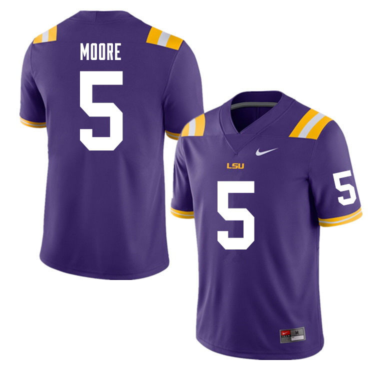 Men #5 Koy Moore LSU Tigers College Football Jerseys Sale-Purple